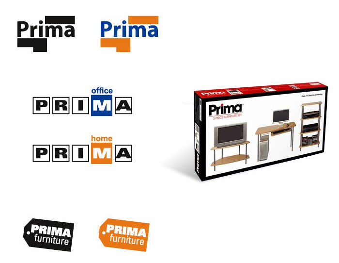 Prima brand logotype concepts and final packaging