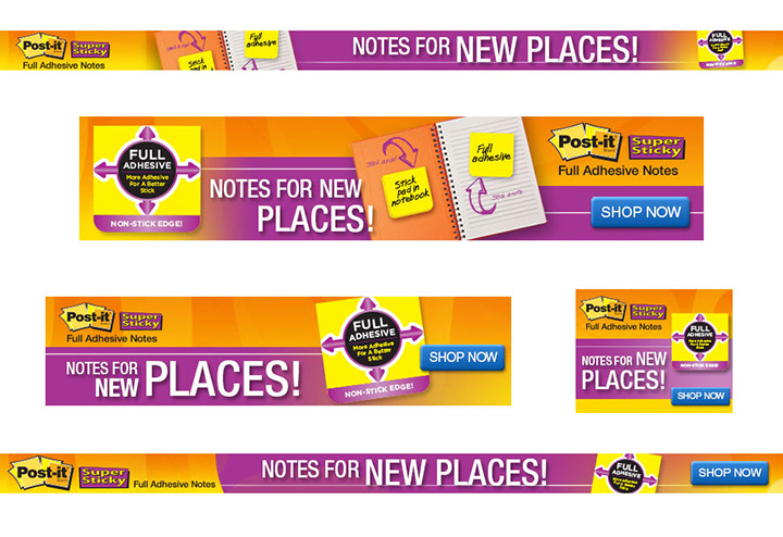 Muti-sized web banners for Post-It